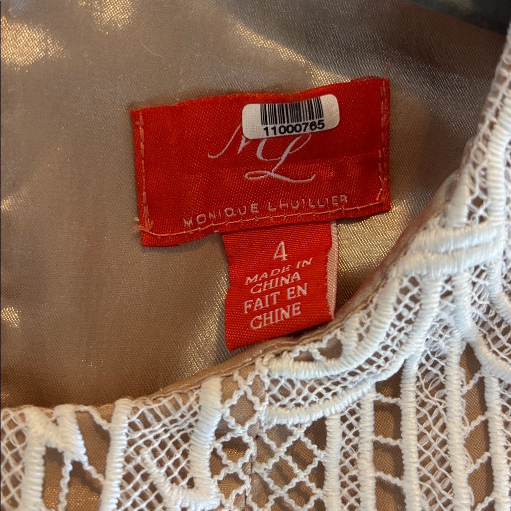 ML Monique Lhuillier White Lace Mini Dress Size 4 - Picture 3 of 10